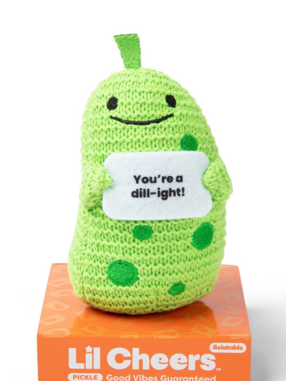 Good Vibes Pickle Plush - Bright Green Decorative Soft Toy